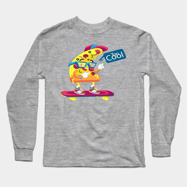 Too Cool Pizza Long Sleeve T-Shirt by Mako Design 